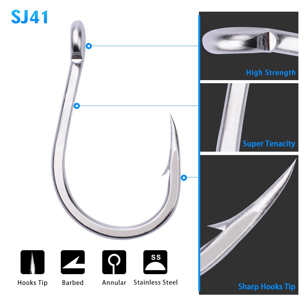 20pcs/lot 1/0-13/0 Strong stainless steel Jigging Hook Jig Big Fishing Hook Saltwater Fish Hook