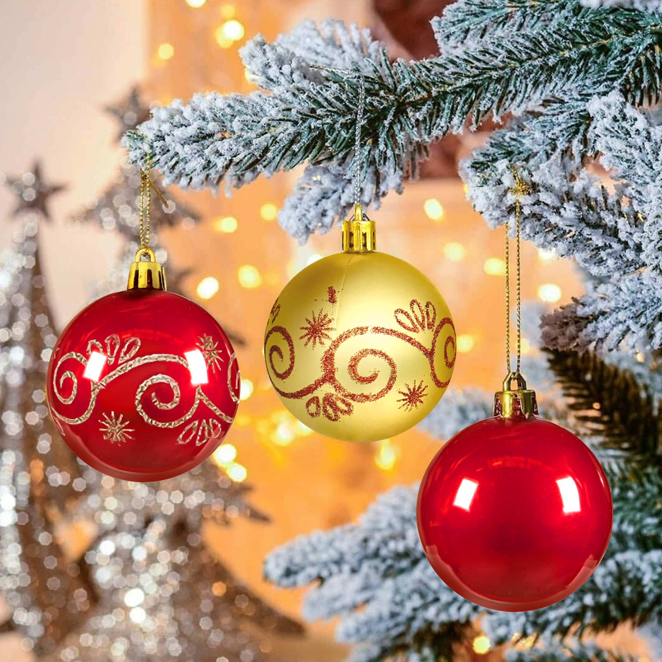 BeePrincess 44-Piece Red and Gold Christmas Ornament Set photo 4