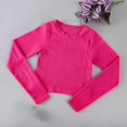 thumbnail image 2 of UVEASISHA Ribbed Knit Crop Tops for Women Slim Fit Long Sleeve Workout Shirts Crew Neck Yoga Athletic T Shirts Solid Color Casual Sporty Tees Hot Pink M, 2 of 6