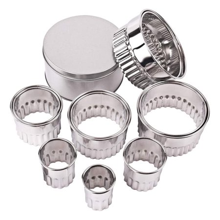 

HOMEIU 12 Pcs/Set Stainless Steel Circle Cookie Biscuits Cutter Molds Baking Decoration Fondant Mould