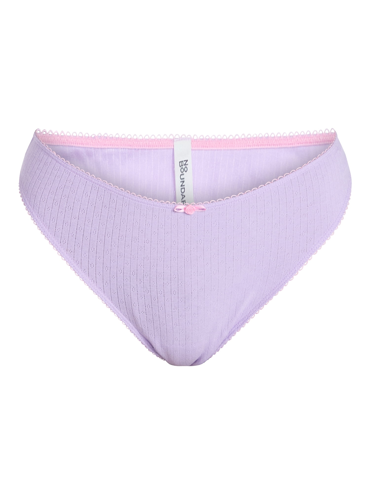 No Boundaries Cotton and Pointelle Thong Panties, 3-Pack, Women's XS-XXXL