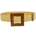 thumbnail image 2 of Yellow Women Elastic Woven Casual Summer Belt Stretch Skinny With Wooden Buckle, 2 of 4