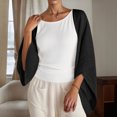 thumbnail image 2 of Women Lightweight Cardigan Open Front 3/4 Sleeve Shawls Wraps Bell Sleeve Kimono Cardigan (Black XL), 2 of 6