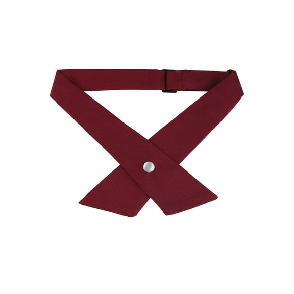 INSPIRE CHIC Unisex School Uniform Solid Adjustable Button Criss-Cross Bow Tie Wine Red One Size
