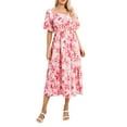thumbnail image 2 of Caoirhny Women's Summer Casual Beach Dress Short Sleeve Floral Print Long Dress Ruched Boho Dress, 2 of 9