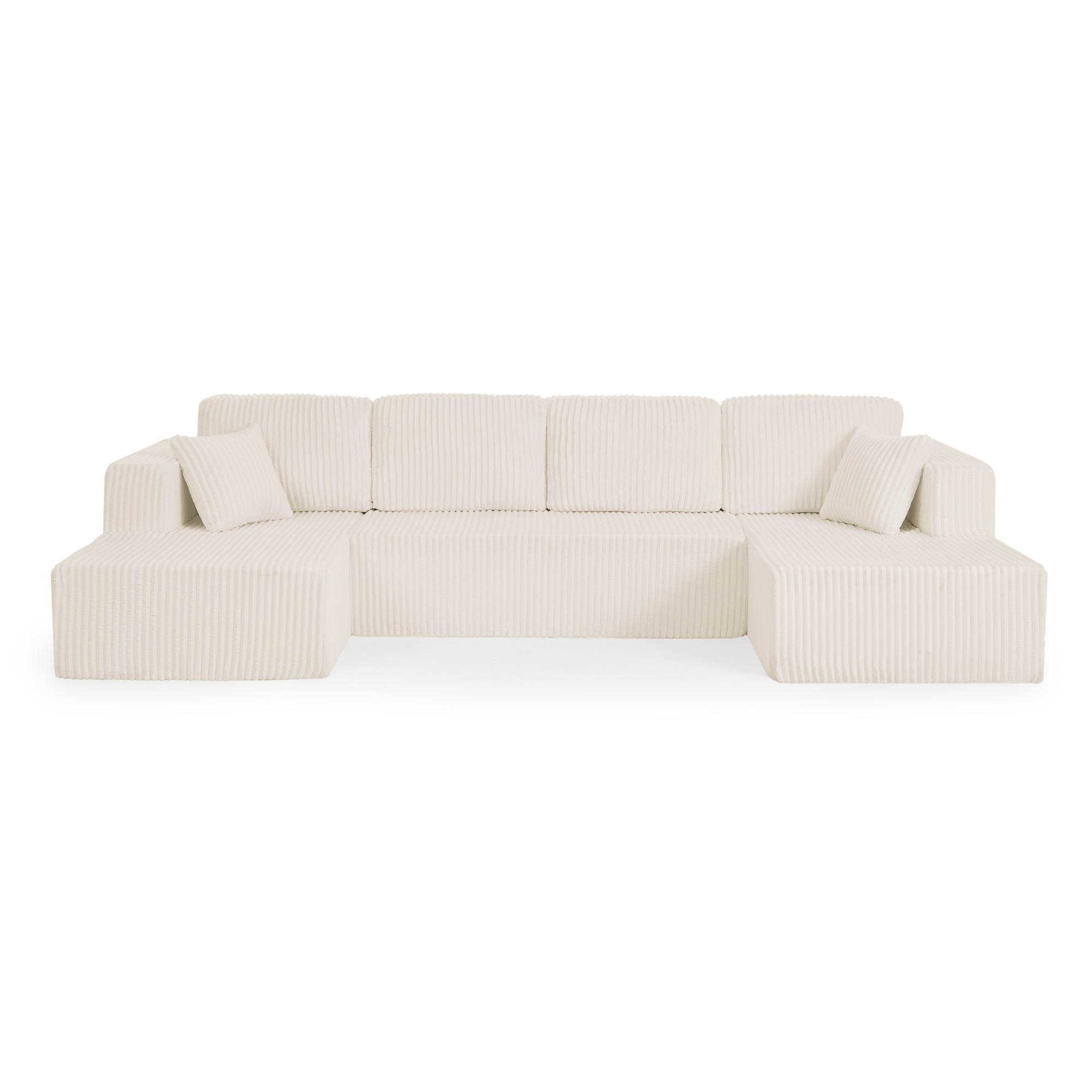 U Shape Modular Sectional Sofa with Chaise, Modern Minimalist Corduroy Couch with Sleeper Design, Comfy Space-Efficient Modular Sofa Set for Living Room, Apartment