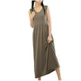 thumbnail image 5 of Oksale Cotton Night Gowns for Women Trendy Pleated Front Nightdress Casual V Neck Sleep Dress Sleeveless Nightgown Loose Pajama Dress for Home 2025 Gray M, 5 of 8