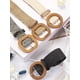 thumbnail image 5 of Piezas de cinturón elástico tejido de paja para mujer, cinturón de vestir ajustado, banda de vestido de cintura con hebilla de estilo de madera, 5 of 7