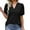 Black, variant on Vetement Femme ete 2025 Womens Pleated Puff Sleeve Tops Summer V Neck T Shirts Loose Blouses Dressy Casual plus Size Womens Turtleneck Long Sleeve Women Shirts Size Medium Women's Layering Tees M