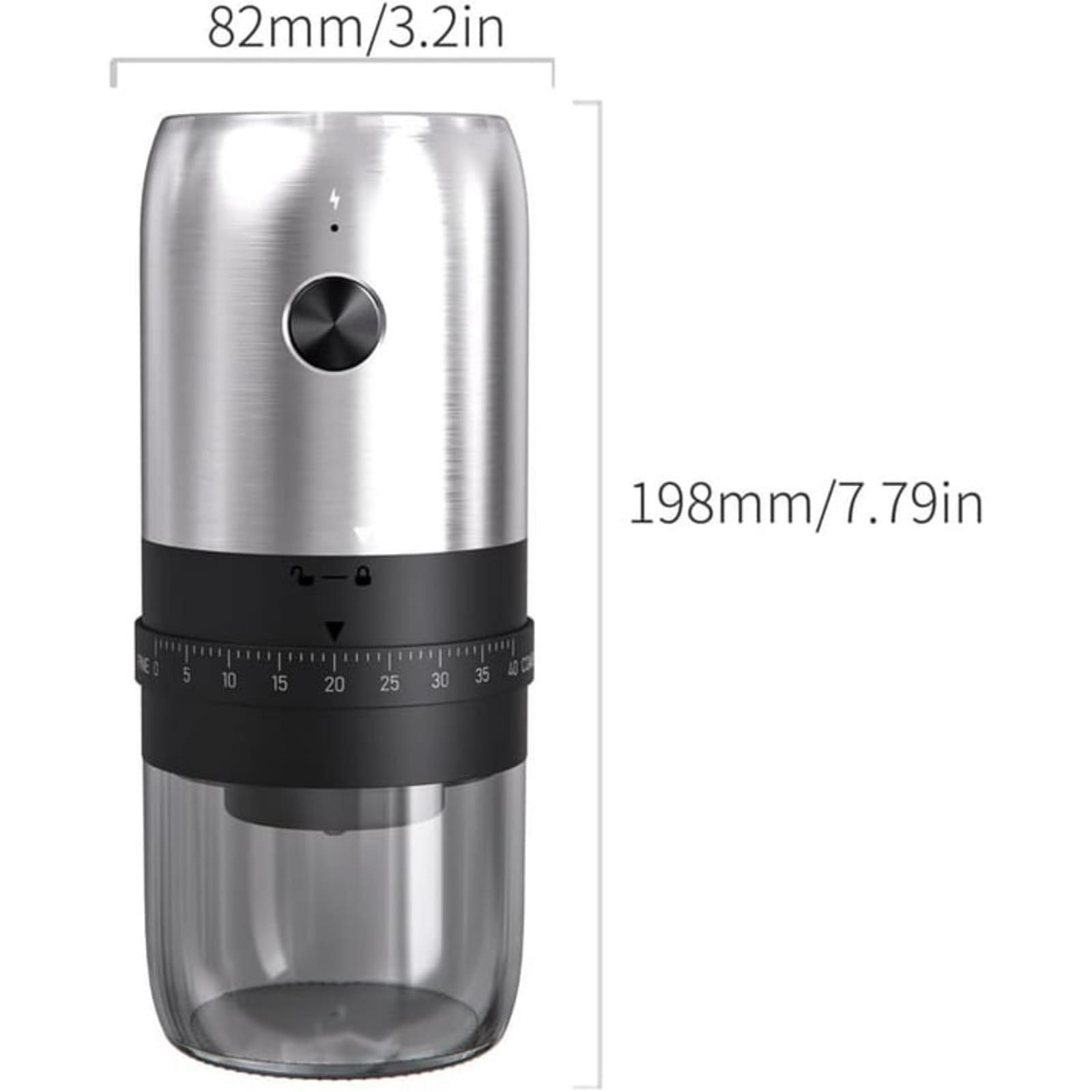 Portable Electric Coffee Grinder,Mini Coffee Bean Grinder,1800mAh Rechargeable Coffee Bean Grinder,Adjustable Coarseness,25g Capacity,Ceramic Cone for Travel,Camping,Office,etc(Stainless Steel)