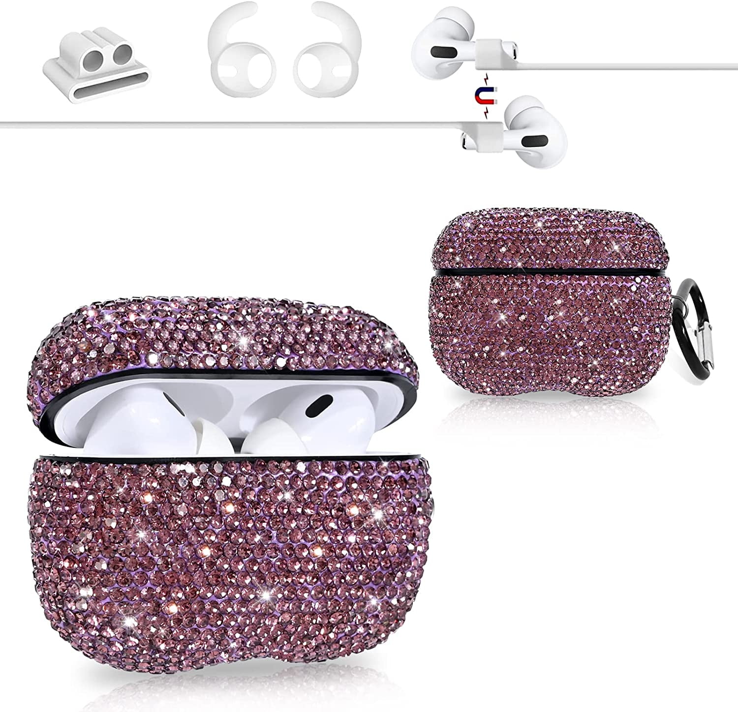 Luxurious Rhinestone Glitter AirPods Pro Case, Protective Bling Diamonds Airpod Pro Charging Protective Case Cover for Apple I10/I12 TWS (Silver-pro)