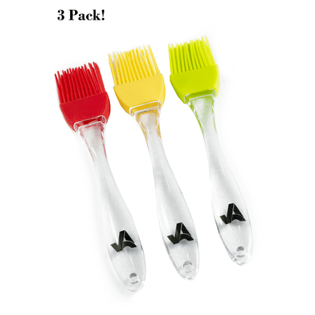 Animmo Silicone Oil Basting Brush for BBQ or Grill -- For Pastry & Cakes & Desserts / Baking / Grilling Meat & Marinating -- Heat Resistant Barbecue Utensil| Set of (Best Silicone Basting Brush)