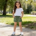thumbnail image 4 of Afuyipoi ​Girls Soft Cotton Denim Shorts（4-14 Years）, Toddler Cute Summer Jeans Shorts with Elastic Waist and Pockets Green Size 4T, 4 of 9
