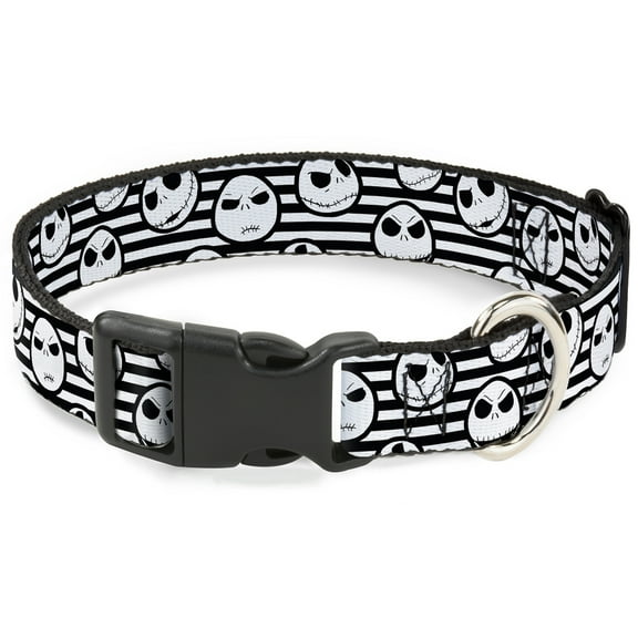 Disney Pet Collar, Dog Collar Plastic Buckle, Jack Expressions Stripe White Black, 7 to 8.5 Inches 0.5 Inch Wide
