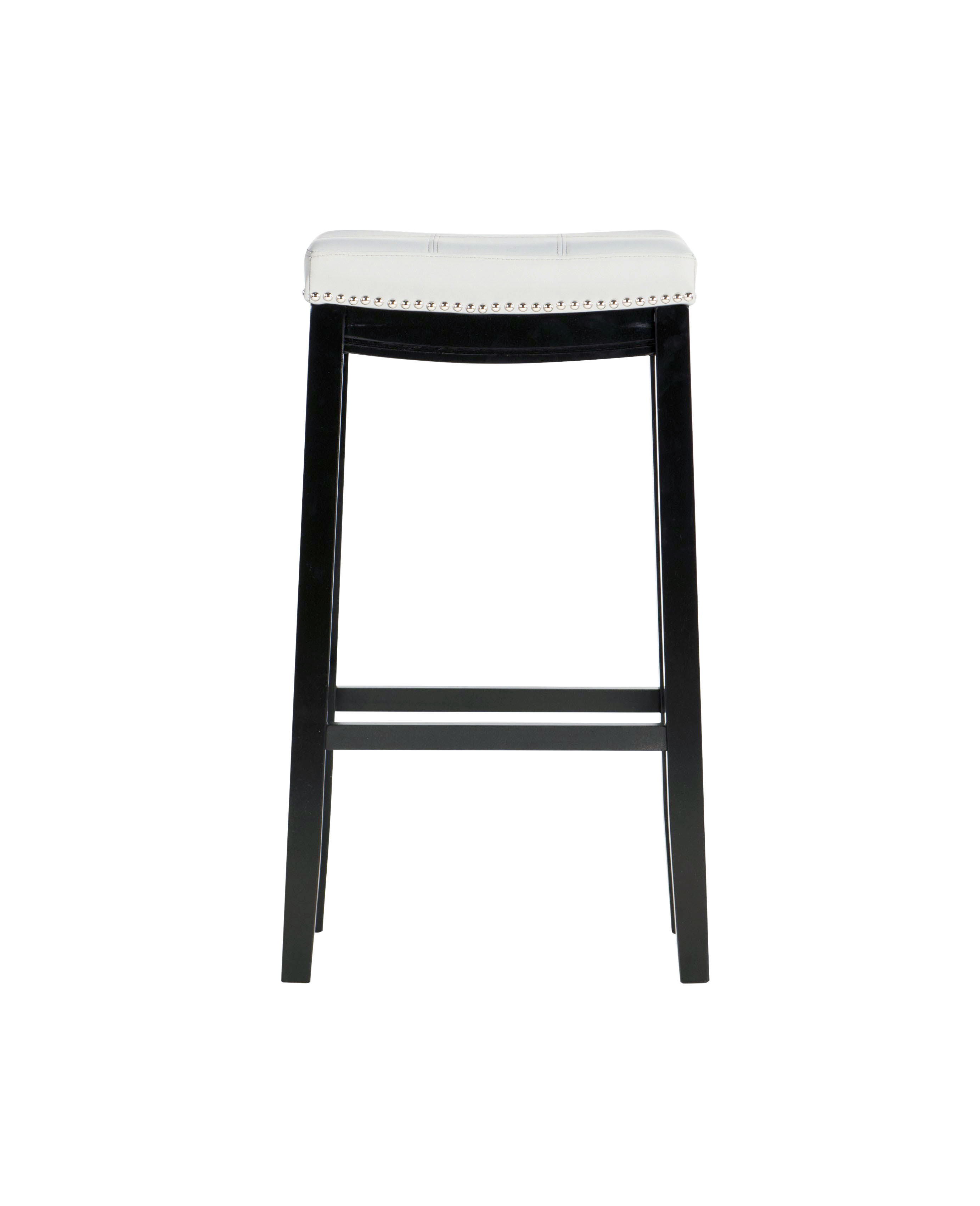 Linon Claridge 32" Backless Wood Bar Stool, Black with Gray Faux