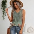 thumbnail image 4 of Kixjoy V Neck Tops for Women Sleeveless Beach Tank Tops Basic Baggy Pleated Shirts Trendy Casual Soft Womens Summer Tops, Army Green XL, 4 of 6