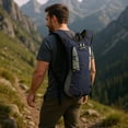 thumbnail image 3 of Hydration Backpack Water Pack for Hiking | Lightweight Polyester Hydropack with Mesh Pocket | Adjustable Straps | Reflective Trim | 16.93x9.06x1.97in | Black/Blue/Orange/Green, 3 of 6
