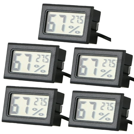 EEEKit 5-Pack 2 in 1 Mini Probe Digital Electronic Hygrometer Thermometer Humidity Temperature Monitor For Office, Bedroom, Cigar Room, Incubators, Black