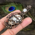thumbnail image 3 of Natural Wild Horse, Moonstone Gemstone Copper Wire Wrap Pendant 2.96", 3 of 5