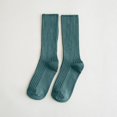 thumbnail image 2 of HNMKIU Japanese Style Double Knit Crew Socks for Women and Girls Soft Breathable Everyday Mid Calf Casual Wear Green,One Size, 2 of 3