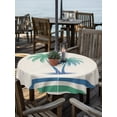 thumbnail image 2 of Outdoor Tablecloth with Umbrella Hole for Patio/Picnic/Party/Camping, Teal Green Palm Trees Waterproof Table Cloth Round Cover Washable, Tropical Summer Coastal Striped (Dia 60"), 2 of 9