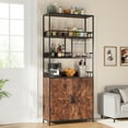 thumbnail image 4 of Ataucjin 70.8" Tall Wine Bar Cabinet, Farmhouse Coffee Bar Cabinet with Wooden Doors, Open Storage Shelves, Freestanding Liquor Cabinet Bar Wine Glass Rack, Kitchen Storage Cabinet Home Bar, 4 of 8