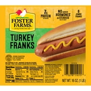 Foster Farms Fully Cooked Jumbo Turkey Franks - Hot Dogs, 7 g Protein Per 1 Frank Serving, 16 oz (1 lb) Package