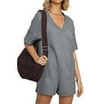 thumbnail image 7 of ZZwxWA Summer Workout Rompers for Women 2025 Casual v Neck Short Jumpsuit Athletic Overalls Hot Shot Tee Romper Onesie, 7 of 7