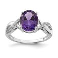 thumbnail image 6 of 925 Sterling Silver Rhodium Amethyst and Diamond Ring Size 7, 6 of 6