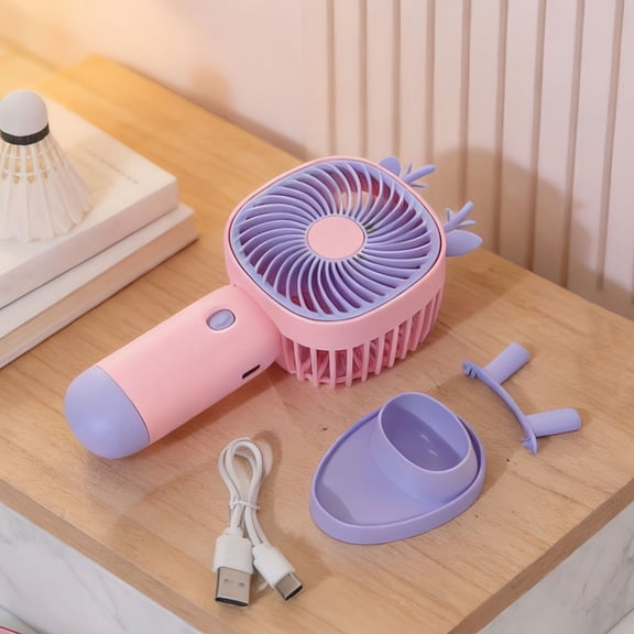 GOFLIC Mini USB Rechargeable Handheld Fan Portable Small Fan with Base 3 Speeds 300-500mAh Battery for Outdoor Study Summer