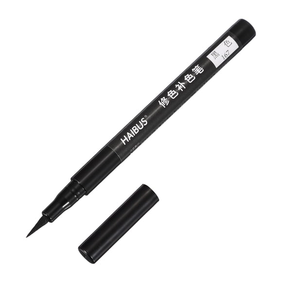 Bolígrafo de Marcador de Tela de 5.71 Pulgadas Uxcell, Marcador de Punta de Cepillo para Secado Rápido Impermeable para Reparación de Color de Ropa de Lona, Mezclilla y Lino, Negro