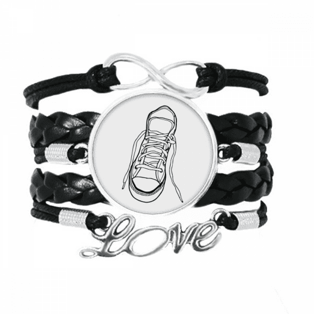 White Canvas Shoes Painted Bracelet Love Accessory Twisted Leather Knitting Rope Wristband