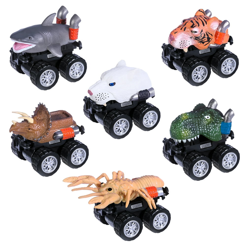 HEMOTON Toyvian 6PCS Pull Back Animal Cars Car Toy with Big Tire Wheel ...