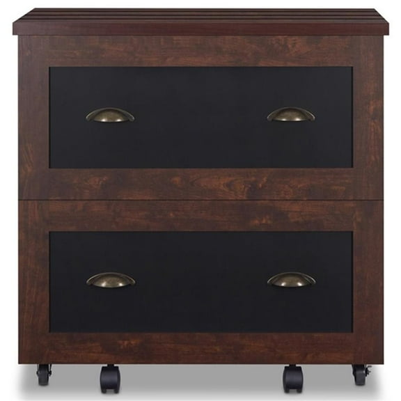 Pemberly Row Modern Wood 2-Drawer File Cabinet in Vintage Walnut