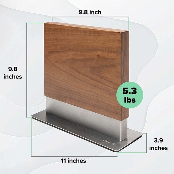 Magnetic Knife Holder with Display Stand, Double Sided Strong Magnetic Knife Block for Kitchen Counter Top, Universal Empty Storage Organizer Block (Walnut Wood)