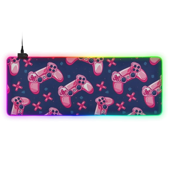 Large RGB Gaming Mouse Pad Led Glowing Mousepad Non-Slip Rubber Base 13 Light Modes 31.5x11.8 Gaming Joysticks and Button