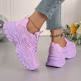 thumbnail image 5 of XIMIN Women Chunky Mesh Sneakers Thick Sole PU Leather Platform Sneakers Shoes Jogging Walking Shoes Fashion Casual Lace-up Walking Shoes with Anti-Slip Sole, 5 of 8
