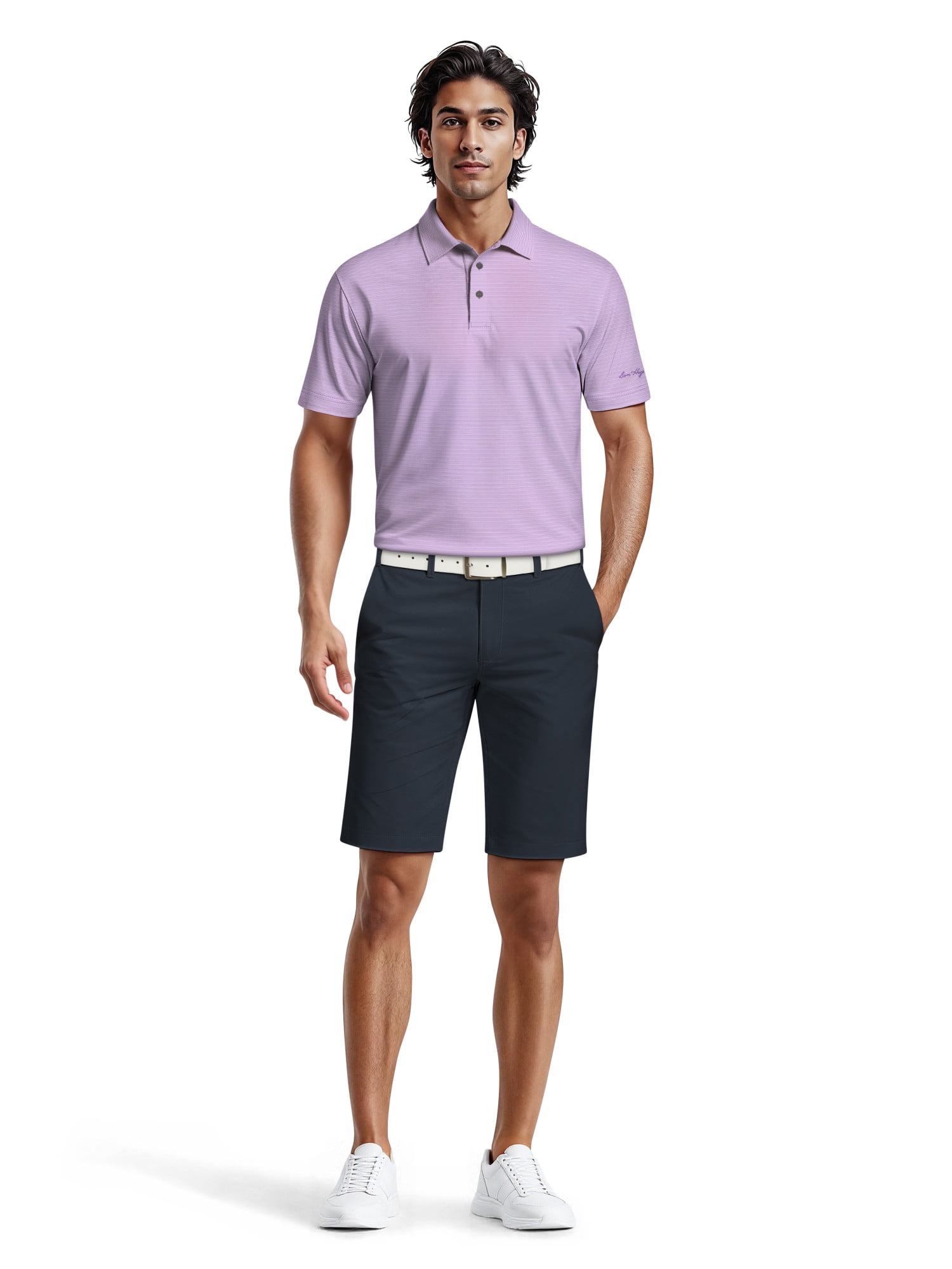 Ben Hogan Men's & Big Men's Performance Fine Line Printed Short Sleeve Polo Shirt, up to 5XL