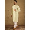 thumbnail image 3 of DWEEP SARA Men’s Green Silk Blend Embroidered Long Kurta 38 Straight Fit Festive Ethnic Wear with Side Slits, 3 of 7
