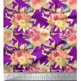 thumbnail image 1 of Soimoi Purple Cotton Duck Fabric Leaves & Ranunculus Floral Printed Craft Fabric by the Yard 42 Inch Wide, 1 of 3