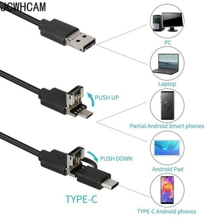 Caméra Endoscopique 3.5 M Cable Rigid - 3 en 1 ( Type-C & Android