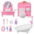 thumbnail image 1 of 1 Set Dollhouse Bathroom Furniture Mini Model Bathtub Toilet Layout, 1 of 8