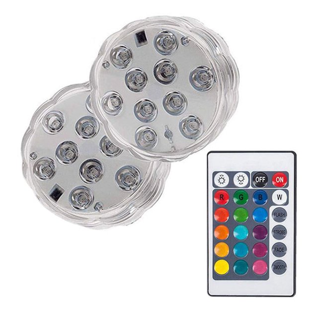CAROOTU 10LEDs Diving Knob Lights LED Pool Lights Aquarium Colorful Light Remote Control Underwater