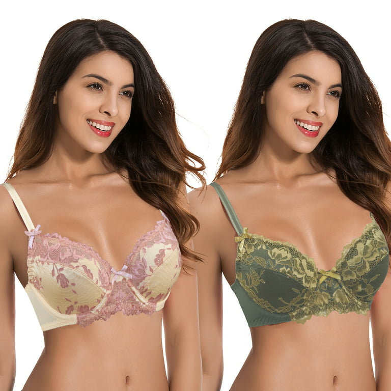Curve Muse Women's Plus Size Underwired Unlined Balconette Cotton  Bra-3Pack-White Print,Pink,White-34B : : Clothing, Shoes &  Accessories