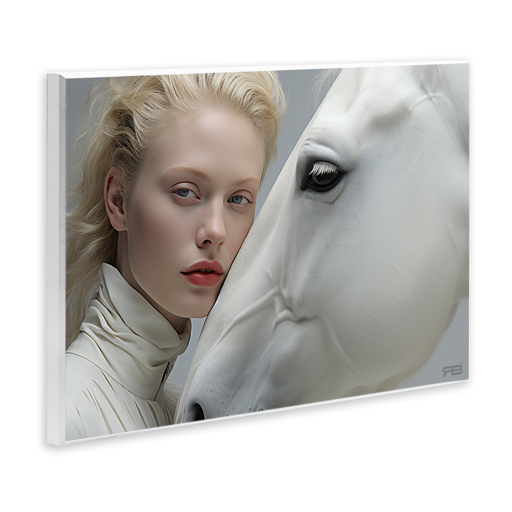 Stupell Industries White Horse & Woman People Painting Unframed Art Print Wall Art, 19 x 13
