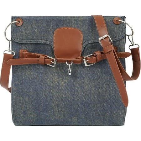 CoCoMangos Women Blue Denim Jeans Crossbody Bag Fashion Hit-Color Lightweight Shoulder Handbag Purse