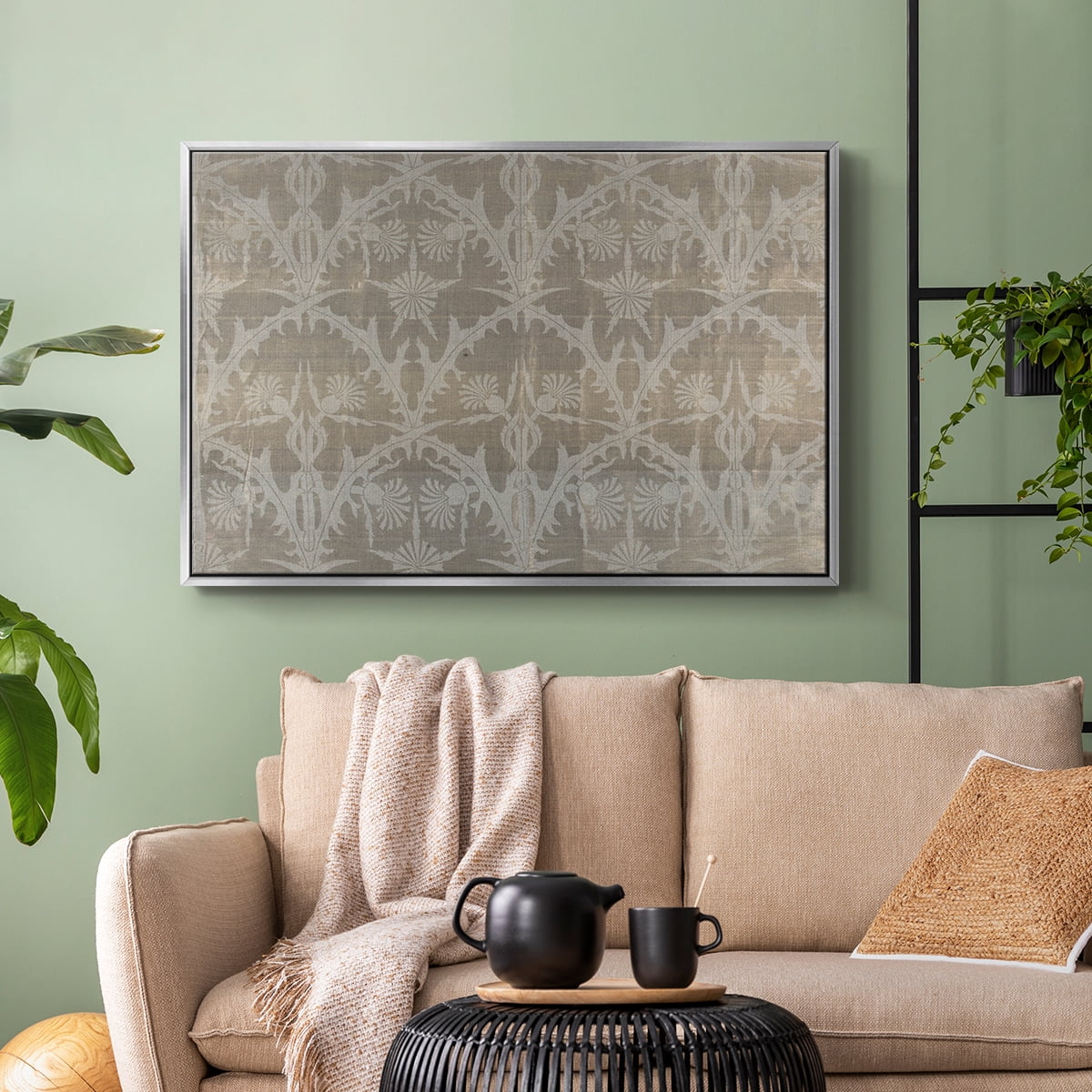 Vintage Abstract Print-XIII Framed in Silver Wood Gallery Wrapped Canvas 25 in. x 37 in.