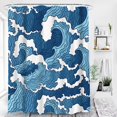 thumbnail image 3 of Ducha Con Ondas Japonesas, Cortina Impermeable, Juego De Cortinas De Baño Con Ondas Marinas Geométricas Con 12 Ganchos Moyic HA044691-03, 3 of 6