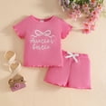 thumbnail image 2 of UAYOTSE Toddler Baby Girl Clothes 3 6 12 18 24 Month 2T 3T Summer Outfit Embroidery Daddy's Girl Shirts + Shorts Set,Sizes 12-18 Months, 2 of 7