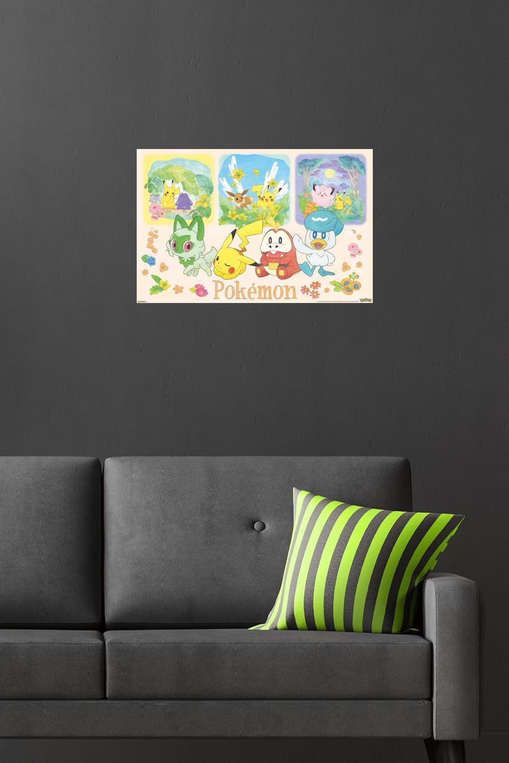 Pokémon: One Scene - Group Wall Poster, 14.725" x 22.375" Framed